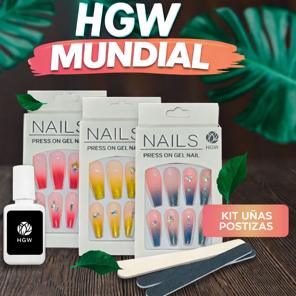 Press On Nails HGW | Kit Uñas Postizas Elegantes y Fáciles de Aplicar